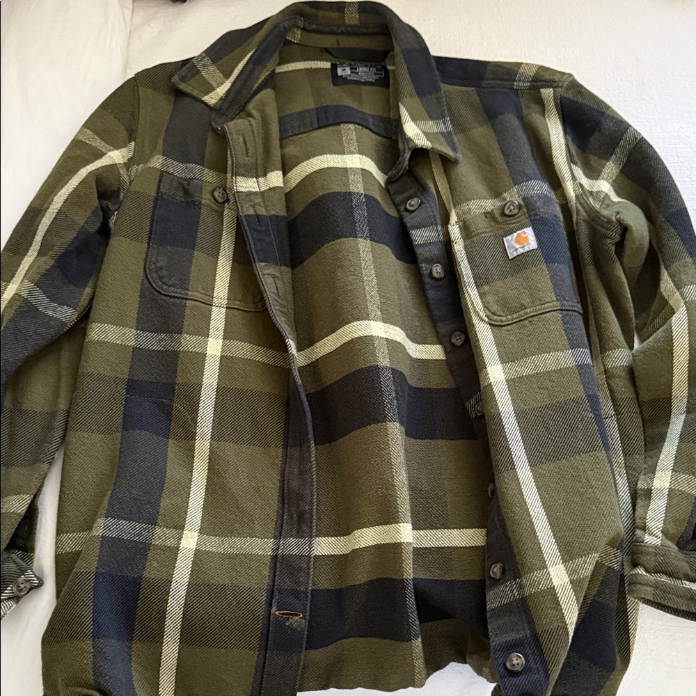 Carhartt Olive and Black Checkered Shirt Jacket